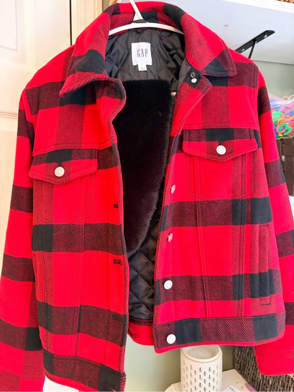 GAP Women’s Red and Black Buffalo Plaid Jacket